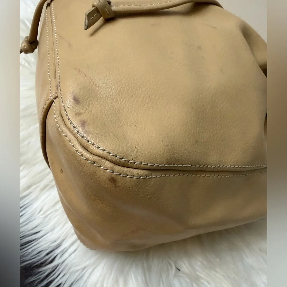 Arcadia Beige Genuine Leather Hobo Bag. Made in Italy